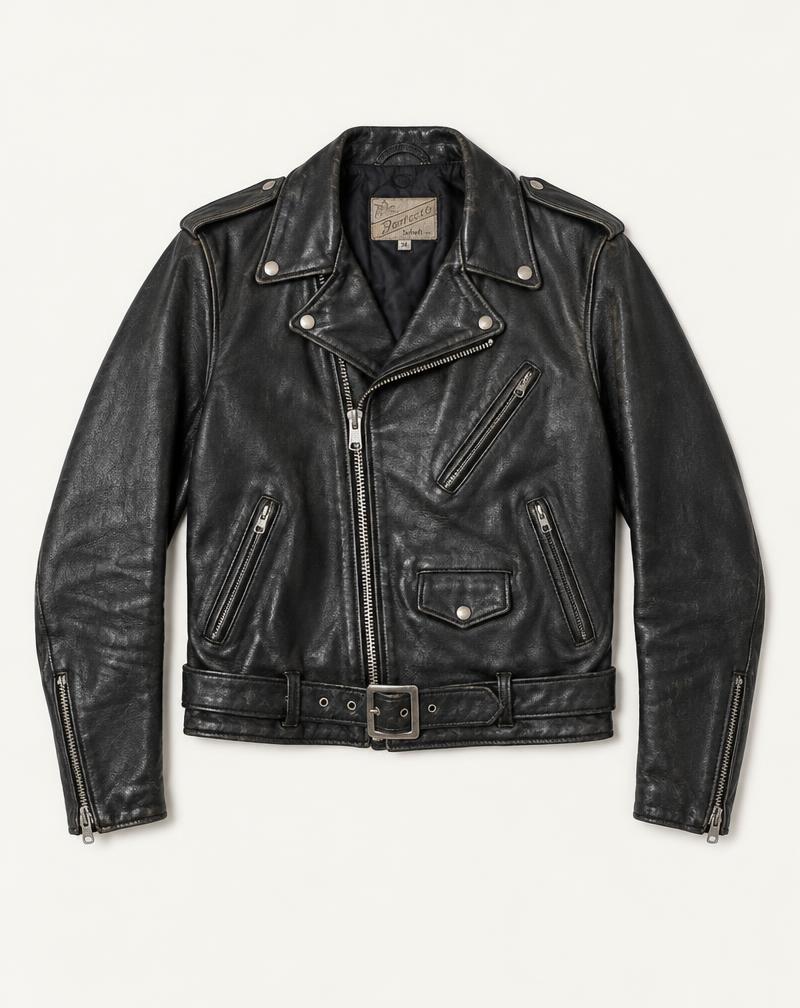 Vintage Leather Biker Jacket — 80s